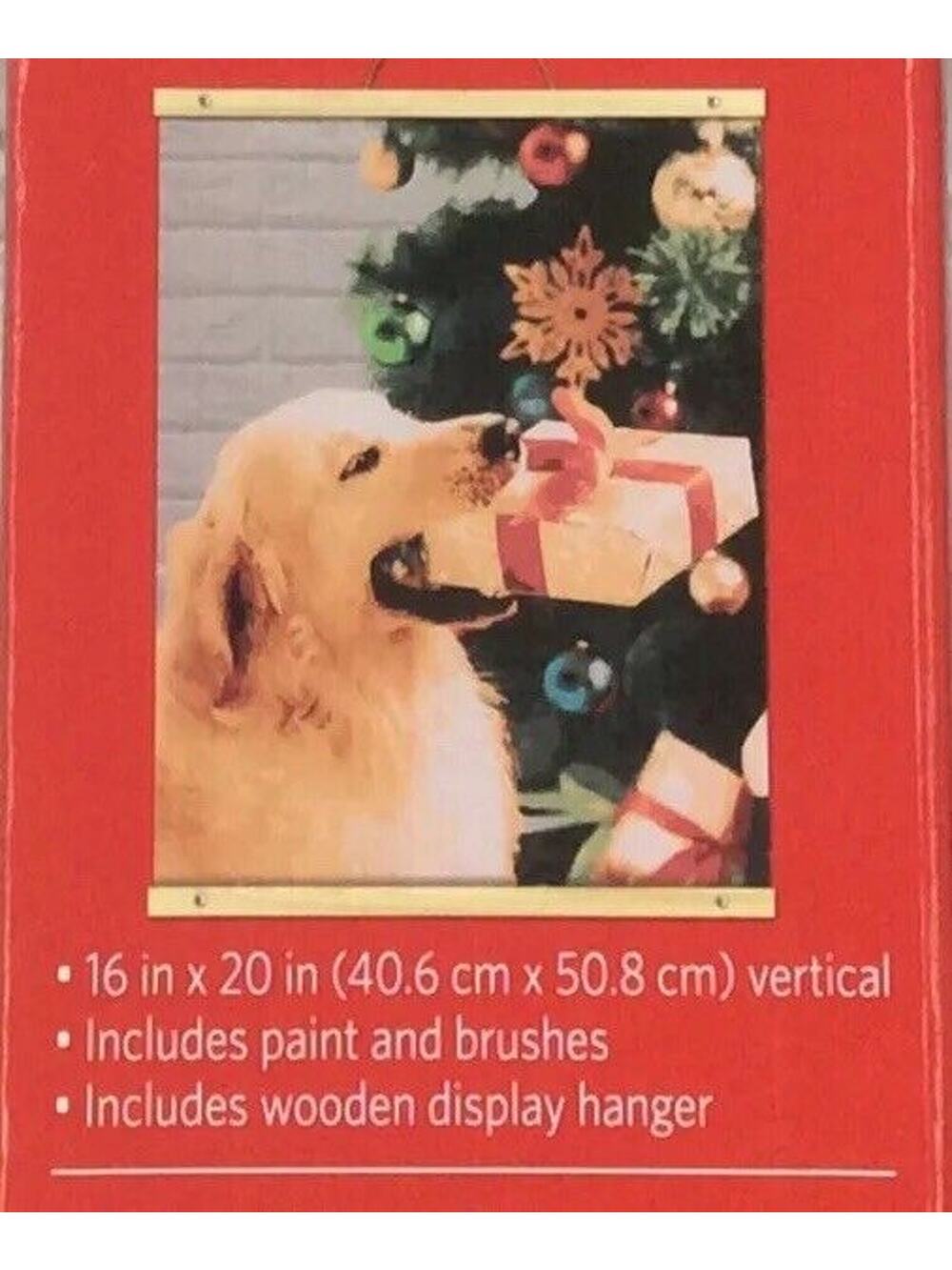 Artist's Loft Paint by Number Kit Dog w/Christmas Gift 16"x 20" Canvas Gift Art
